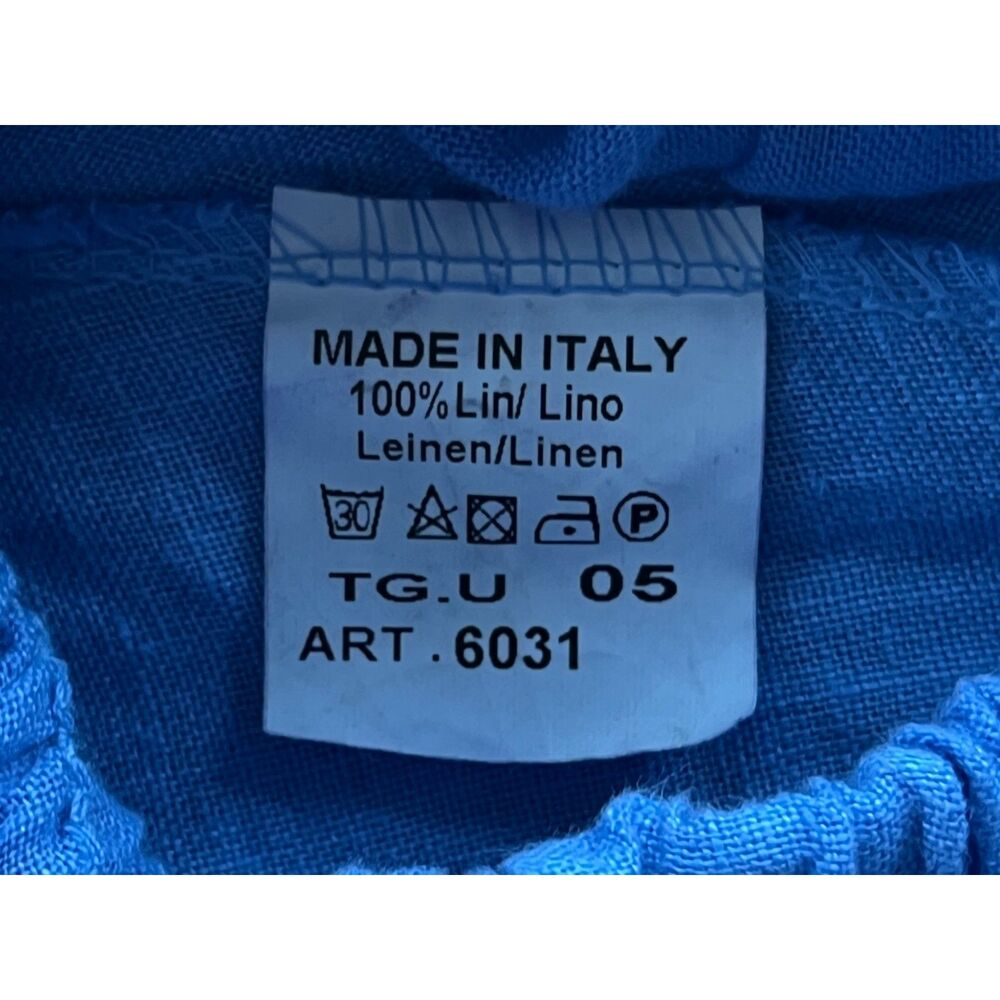 Made In Italy Blue 100% Linen Wide Leg Pants Trousers Women's Size Small - Picture 4 of 12